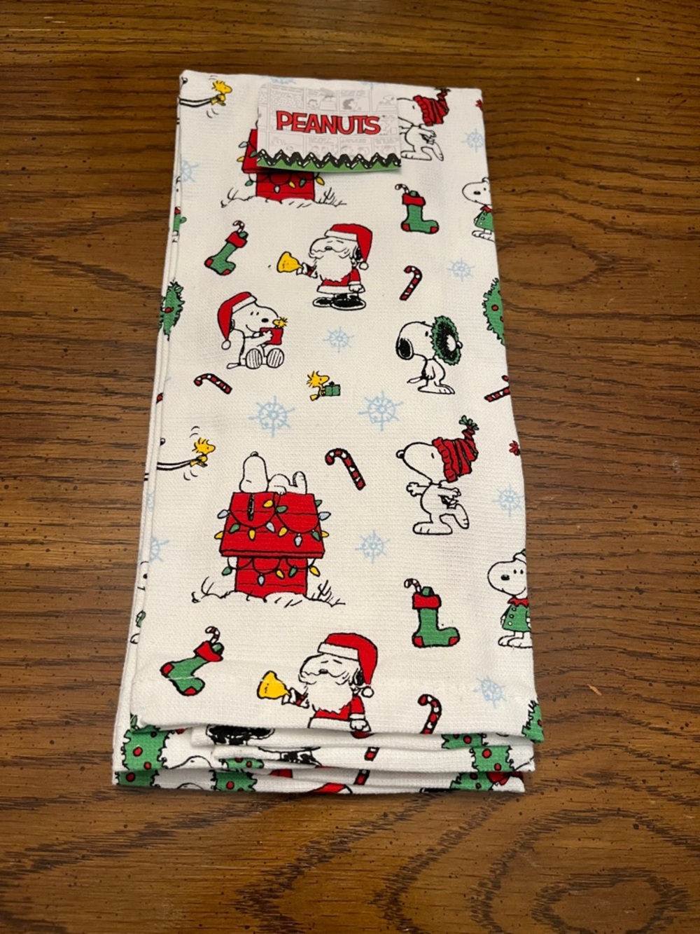 Peanuts Holiday Snoopy Kitchen Towel - White,‎ Red, Green